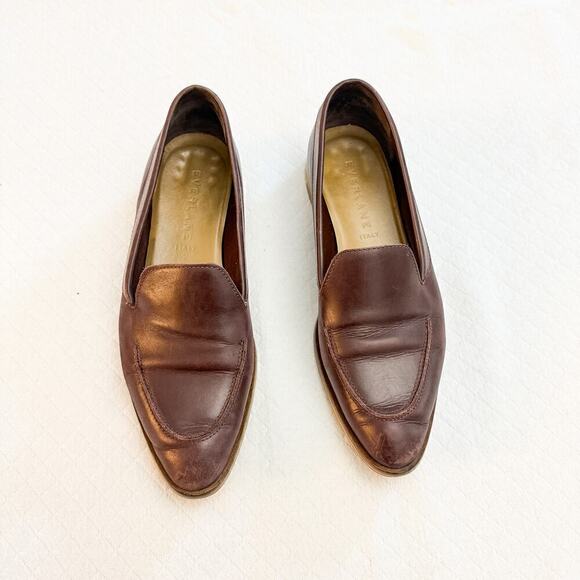 Everlane Pointy Toe Leather Dark Red Oxblood Flats Italy Size 9 - Picture 7 of 7